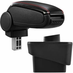 Pro.tec - Accoudoir central pour Audi A1 (8X) - avec compartiment - rembourré - cuir-synthétique - noir avec des coutures rouges