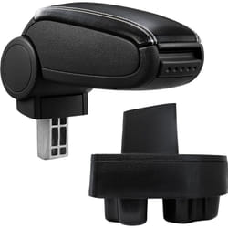 Pro.tec - Accoudoir central pour Opel Corsa c / Opel Combo c - avec compartiment - rembourré - cuir-synthétique - noir avec des coutures blancs