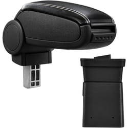 Pro.tec - Accoudoir central pour Dacia Logan / Dacia Sandero - avec compartiment - rembourré - cuir-synthétique - noir avec des coutures blancs