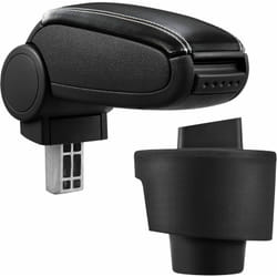 Pro.tec - Accoudoir central pour Seat Ibiza Type 6J - avec compartiment - rembourré - cuir-synthétique - noir avec des coutures blancs