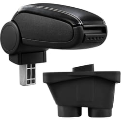 Pro.tec - Accoudoir central pour Peugeot 208 - avec compartiment - rembourré - cuir-synthétique - noir avec des coutures blancs