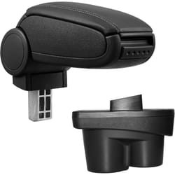 Pro.tec - Accoudoir central pour Opel Corsa e - avec compartiment - rembourré - cuir-synthétique - noir avec des coutures noirs