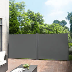Double Brise-vue Métal et Polyester Gris 180 x (2 x 300) cm [ Pro.tec