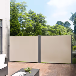 Double Brise-soleil Ce paravent de [ pro. tec]® garantit la protection complète contre les regards curieux, le vent et le sol ...