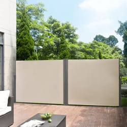 Double Brise-vue Métal et Polyester Sable 160 x (2 x 300) cm [pro.tec]