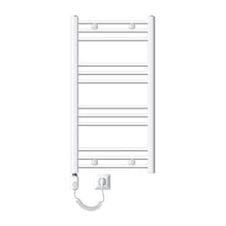 Radiateur Design Sahara Electrique avec Elément Chauffant 300W - 500 x 800 mm - Blanc - Connexion Latéral - Forme Courbé - Kit Montage Mural Inclus