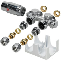 Ecd Germany - Kit de connexion central avec thermostat pour radiateurs - Blanc - Universel - Raccord radiateur chauffage central