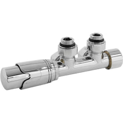 Ecd Germany - Set de Raccordement Thermostatique Chromé Multiblock Forme d'Angle avec Tête Thermostatique pour Radiateur Salle de Bain, Raccord