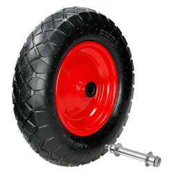 Ecd Germany Roue De Brouette Pneumatique À Air 4.80/4.00-8 - Ø 390 Mm - Deux Couches De Tissu 2pr - Capacité Charge 200 Kg - Avec Axe Et Jante En Acier - Largeur 95 Mm - Roue De Rechange Gonflable