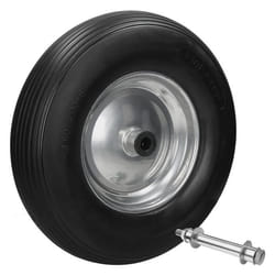 Ecd Germany 15" Roue De Brouette - Caoutchouc Plein Increvable Pu - 4.80/4.00-8 - Avec Axe - Ø Roue 390 Mm - Roue De Secours Chariot De Transport Anti-crevaison - Capacité Charge Max. 200 Kg - Noir