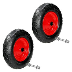 Ecd Germany 2 X Roue De Brouette Pneumatique À Air 4.80/4.00-8 - Ø 390 Mm - Deux Couches De Tissu 2pr - Capacité Charge 200 Kg - Axe Et Jante En Acier - Largeur 95 Mm - Roue De Rechange Gonflable