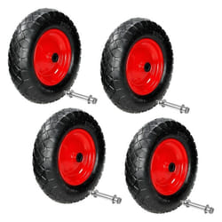 Ecd Germany 4 X Roue De Brouette Pneumatique À Air 4.80/4.00-8 - Ø 390 Mm - Deux Couches De Tissu 2pr - Capacité Charge 200 Kg - Axe Et Jante En Acier - Largeur 95 Mm - Roue De Rechange Gonflable