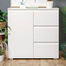 Armoire dappoint Image - 1 porte 1 tablette 3 tiroirs - Blanc