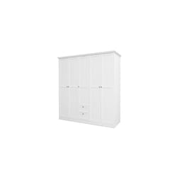 Armoire 5 portes 2 tiroirs 186,1x67x200 cm blanc - landzy