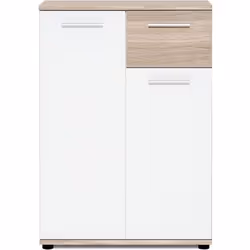 JACKY Meuble de rangement Petit Buffet - Blanc mat et décor chêne Sonoma - Classique - L 60 cm