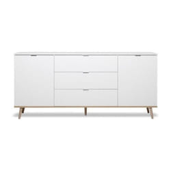 Goteborg Buffet bas - Style scandinave - Decor chene et blanc - l 180 cm