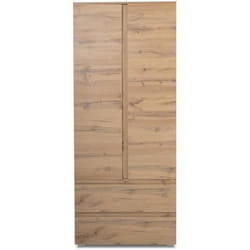 Armoire IMAGE 7 - Décor chêne - 2 portes + 2 tiroirs - L80 x H191 x P40 cm