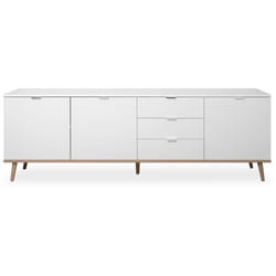 Calicosy - Buffet Bas 3 Portes 2 Étagères 3 Tiroirs L200 cm - copenhague