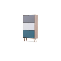 Cuba Meuble a chaussures 18 paires - Decor Chene sonoma et gris clair - l 70 x p 24 x h 127 cm