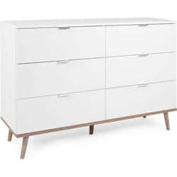 Commode Göteborg 6 tiroirs - Décor chêne sonoma Blanc - L 120 x P 40 x H 865 cm