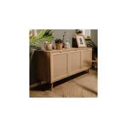 Buffet - Decor chene sonoma - 3 portes - BALI - L 150 x P 40 x H 71 cm