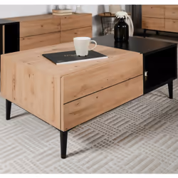 Pour mettre en valeur votre salon, optez pour cette table basse 1 tiroir 1 niche. Son aspect bicolore décor chêne/ noir saura ...