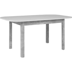 Table à manger extensible - KAYRI - Rectangulaire - Béton / Blanc - 4 à 6 personnes - 120-160 x 76 x 90 cm