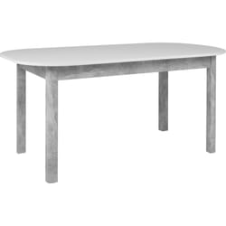 Table à manger extensible - KAYRI - Rectangulaire - Béton / Blanc - 6 à 8 personnes - 160-200 x 76 x 90 cm