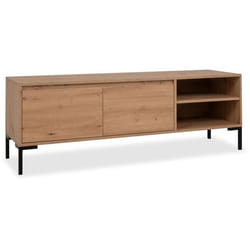 Meuble Tv 2 Portes 2 Niches 150x40x49 Cm Effet Chêne - Anae