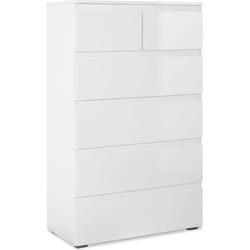 Commode CAPETOWN 6 Tiroirs - Décor blanc brillant - L80 x P40 x H1315cm
