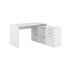 Bureau d'angle London - Panneaux de particules - Décor blanc - 136 x 75 x 139 cm