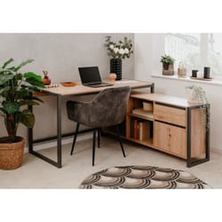 Bureau dangle réversible Denver - Panneaux de particules - Coloris chêne artisan anthracite - 139 x 75 x 139 cm