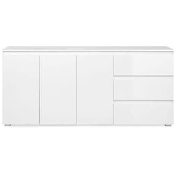 Buffet Capetown - Décor blanc brillant - Panneaux de particules - 3 portes - 3 étagères - 3 tiroirs - 179 x 805 x 40 cm