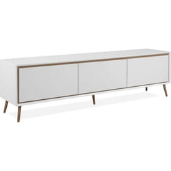 Meuble TV - ARONA - Blanc / Chêne artisan - 3 abbatants - 175 x 50 x 38 cm