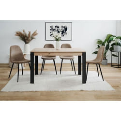 Table extensible - TOLOSA 80A - Décor chêne artisan / Noir - Rectangulaire - 6 / 8 personnes - 100-150 x 75 x 80 cm