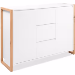 Buffet - DENVER - Chêne artisan / Blanc - 2 portes - 3 tiroirs - 120 x 40 x 88 cm
