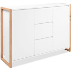 Buffet - DENVER - Chêne artisan / Blanc - 2 portes - 3 tiroirs - 120 x 40 x 88 cm