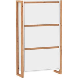 Meuble à chaussures - DENVER 49A - Blanc / Chêne - 70 x 25 x 125 cm