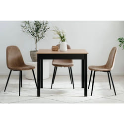 Table à Manger CAPRI - Chêne Artisan & Noir - Carré - 4 personnes - 90 x 67 x 76 cm