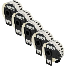 Vhbw - 5x Rouleau d'étiquettes + support 38mm x 30,48m (1 étiquette) compatible avec Brother pt QL-1050, QL1050N, QL-1060 étiqueteuse