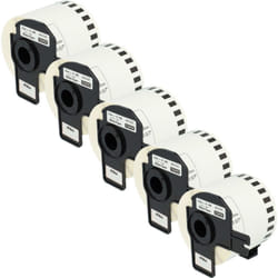 vhbw 5x Rouleau d'étiquettes + support 62mm x 30,48m (1 étiquette) compatible avec Brother PT QL500BW, QL-550, QL-560, QL560VP étiqueteuse