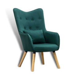 Fauteuil tv relax Fauteuil avec coussin Chaise de lecture rembourrée en tissu vert foncé