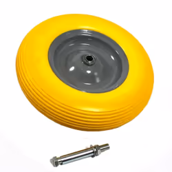 Roue de secours pour brouettes avec essieu Tendeur de pneus en caoutchouc intégral Jante en métal robuste revêtue par poudrag ...