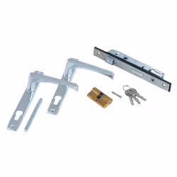 Ce jeu de poignées en forme de plaque longue est en aluminium. Il se compose de 2 poignées de porte et de 2 longues plaques.  ...