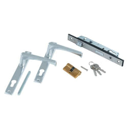Estexo - Set cylindre de serrure + serrure à encastrer + 2 poignées de porte de jardin