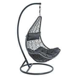 Estexo - Fauteuil suspendu 1 place support et coussins en polyrotin anthracite