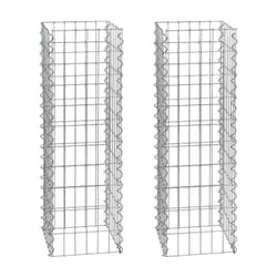 Estexo - 2 Gabions à pierres colonne à 4 coins en métal galvanisé hauteur 100 cm
