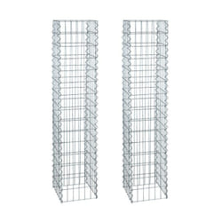 2 Gabions à pierres colonne à 4 coins en métal galvanisé hauteur 150 cm