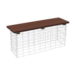 Estexo - Banc de jardin à gabion en métal galvanisé et wpc 100 x 30 x 43 cm marron foncé