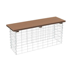 Estexo - Banc de jardin à gabion en métal galvanisé et wpc 100 x 30 x 43 cm marron clair
